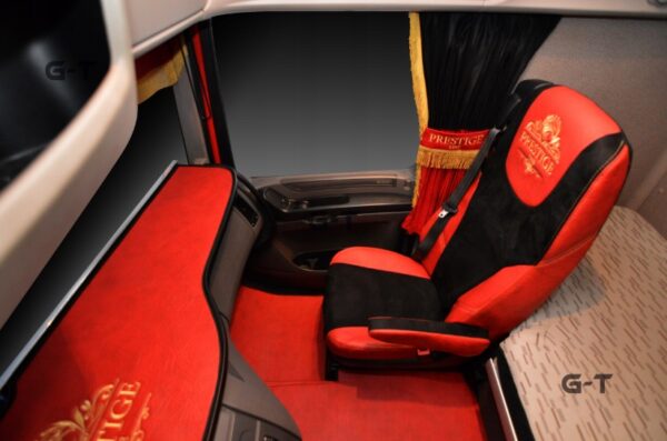 Pokrowce PRESTIGE LINE DAF XF 105 OD 2012r. DAF 106 OD 2013r. fotele lotnicze – 2 pasy Nr. 124 (23cm) CZERWONO-CZARNE - obrazek 3