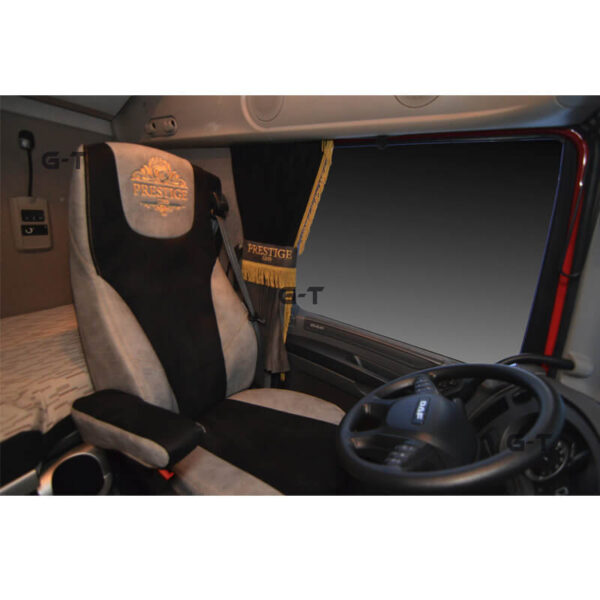 Pokrowce PRESTIGE LINE DAF XF 105 OD 2012r. DAF 106 OD 2013r. fotele lotnicze – 2 pasy Nr. 124 (23cm) SZARO-CZARNE - obrazek 4