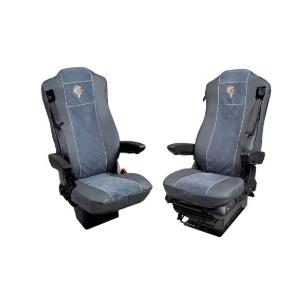 Pokrowce Skaj/Sztruks MERCEDES MP 4 od 2011 fotel pasażera nieamortyzowany – 2 pasy nr. 122 Szare/Szare