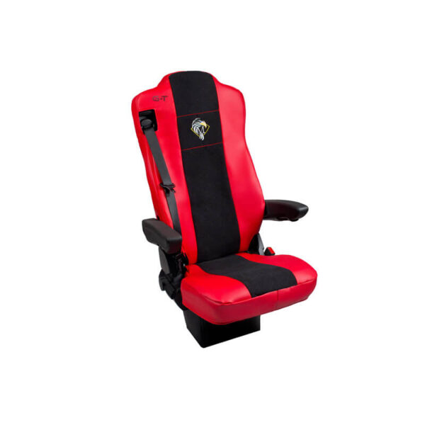 Pokrowce Skaj/Sztruks MERCEDES MP 4 od 2011 fotel pasażera nieamortyzowany – 2 pasy nr. 122 Czerwony/Czarny - obrazek 3