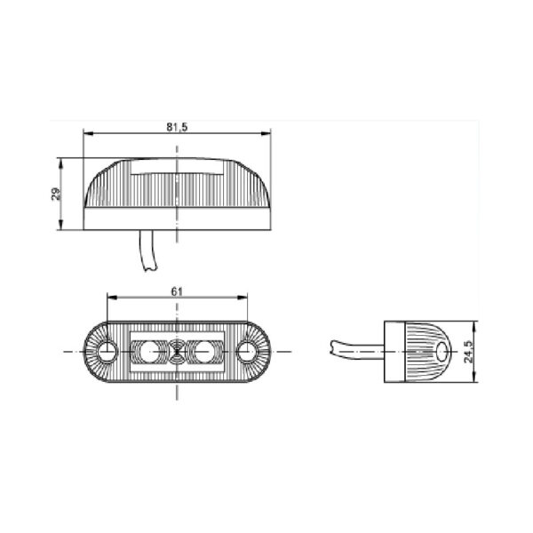 Lampa obrysowa owalna diodowa, biała, kabel 0,5m, 12/24V - obrazek 3