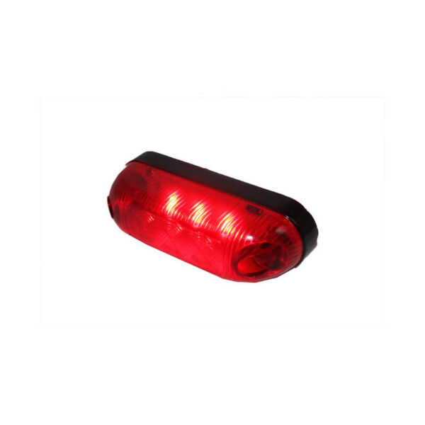 Lampa obrysowa owalna diodowa, czerwona, kabel 0,5m, 12/24V