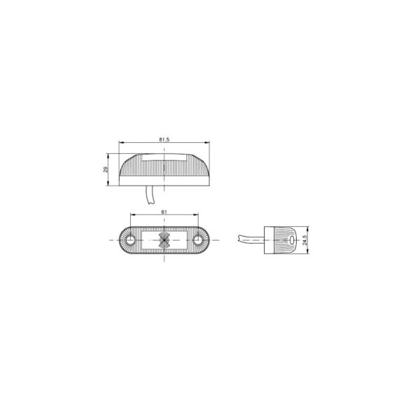 Lampa obrysowa owalna diodowa, pomarańczowa, kabel 0,5m, 12/24V - obrazek 3
