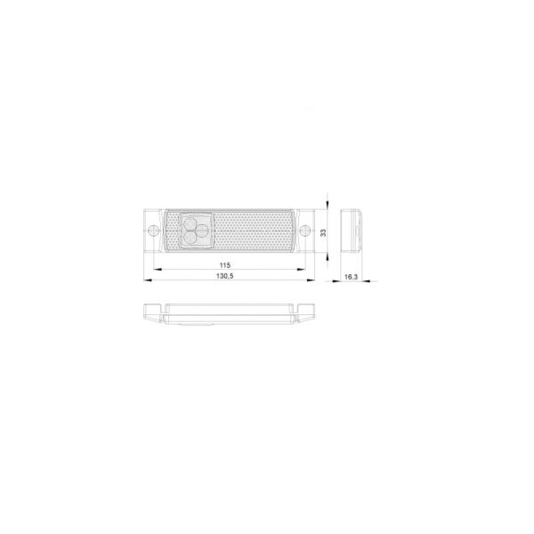 Lampa obrysowa kwadratowa z odblaskiem, diodowa 12/24V - czerwona - obrazek 3