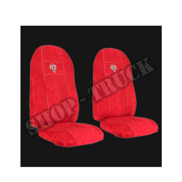 Pokrowce Welur DAF 95 XF od 1997 105 XF od 2006  LF, CF od 2002 fotele lotnicze - 2 pasy Nr. 003 Czerwony