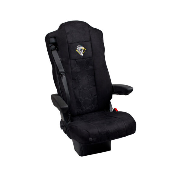Pokrowce Welur MERCEDES ACTROS MP4 od 2001 fotel pasażera nieamortyzowany – 2 pasy nr. 122 Czarny - obrazek 4
