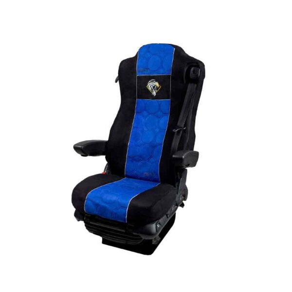 Pokrowce Welur MERCEDES ACTROS MP4 od 2001 fotel pasażera nieamortyzowany – 2 pasy nr. 122 Niebieski - obrazek 3