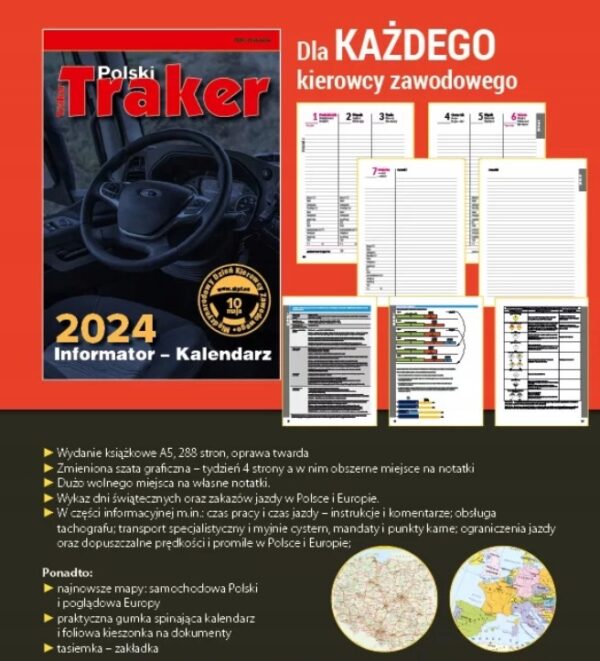 Kalendarz książkowy 2024 B5 Polski Traker informator kierowcy TIR/BUS - obrazek 2