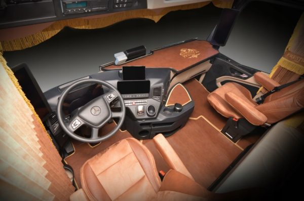 DYWANY DYWANIKI PRESTIGE-LINE MERCEDES ACTROS MP4 & MP5 SOLOSTAR ECO-SKÓRA MARSZCZONA BRĄZOWY - obrazek 4